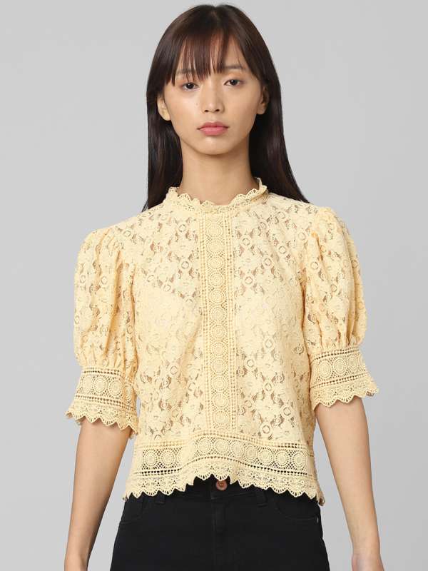 Mustard yellow lace top online
