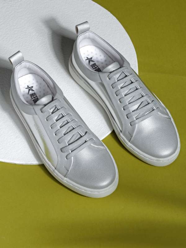 Silver sneakers for men clearance