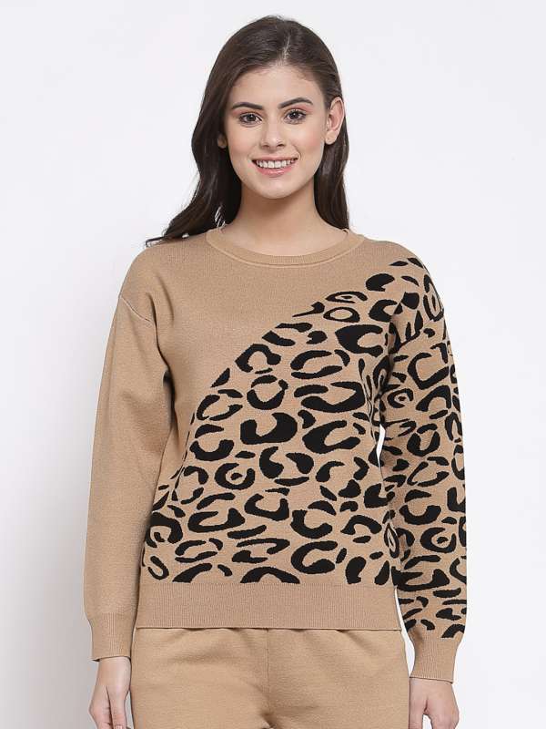 Animal print pullover sweater shop