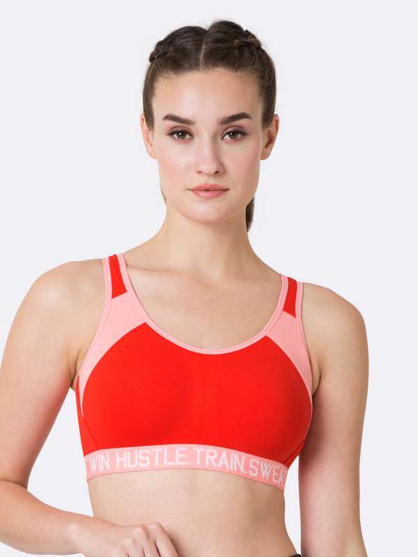 Buy HITTIN THE GYM RED SPORTS BRA for Women Online in India