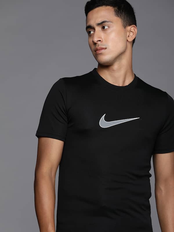 Nike Dri-Fit Dark Gray Tee Shirt with Hot Pink.
