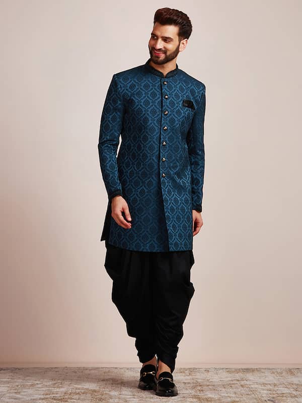Amazon.com: Saris and Things Elegant Black Indo-Western Indian Sherwani  Kurta for Men : Clothing, Shoes & Jewelry