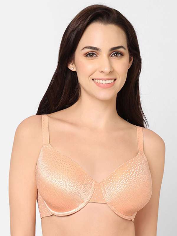 Womens Solid Underwired Padded Demi Cup Bra