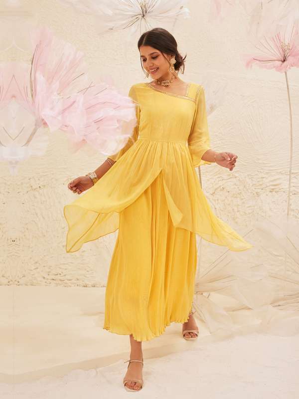 Yellow maxi dress myntra new arrivals