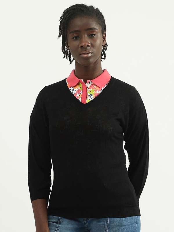 United Colors Of Benetton Solid Black Sweaters Buy United Colors