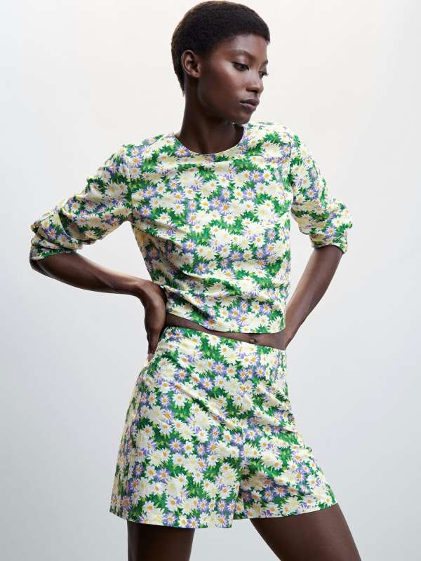 Mango Green Printed Styled Back Top Buy Mango Green Printed