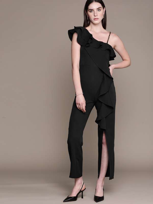 Bebe one shoulder jumpsuit discount