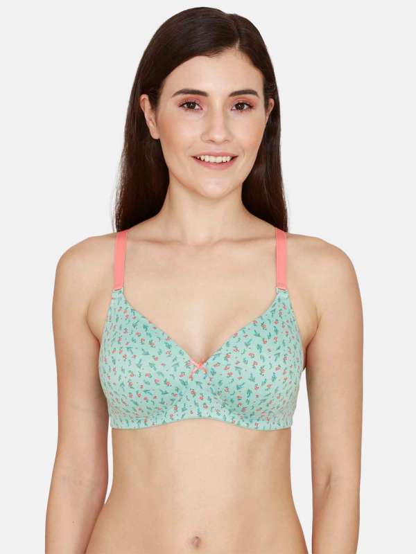 Buy Zelocity By Zivame Sea Green & Black Printed Non Wired Non