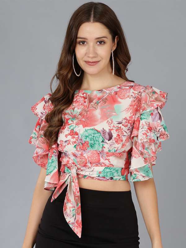 Peach Women Long Sleeve Crop Top at Rs 245/piece, Fancy Crop Top in Surat