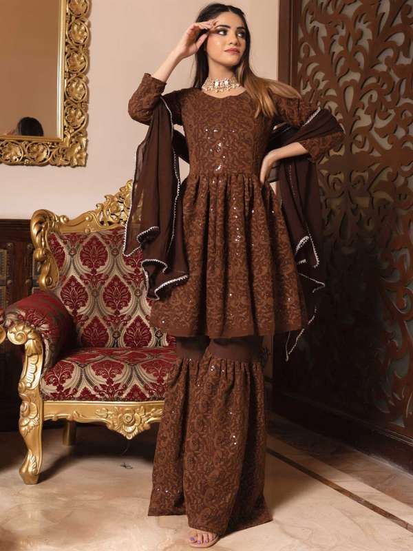 Chikankari sharara deals suit online