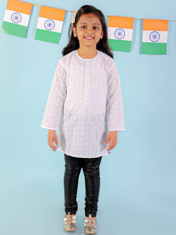 Pranavi Kids Black Printed Anarkali Kurti With Geometric printed Short  Jacket