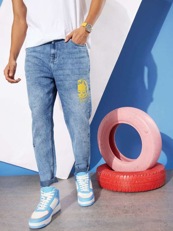 Made To Order Embroidered Monogram Baggy Denim Pants - Men - Ready-to-Wear