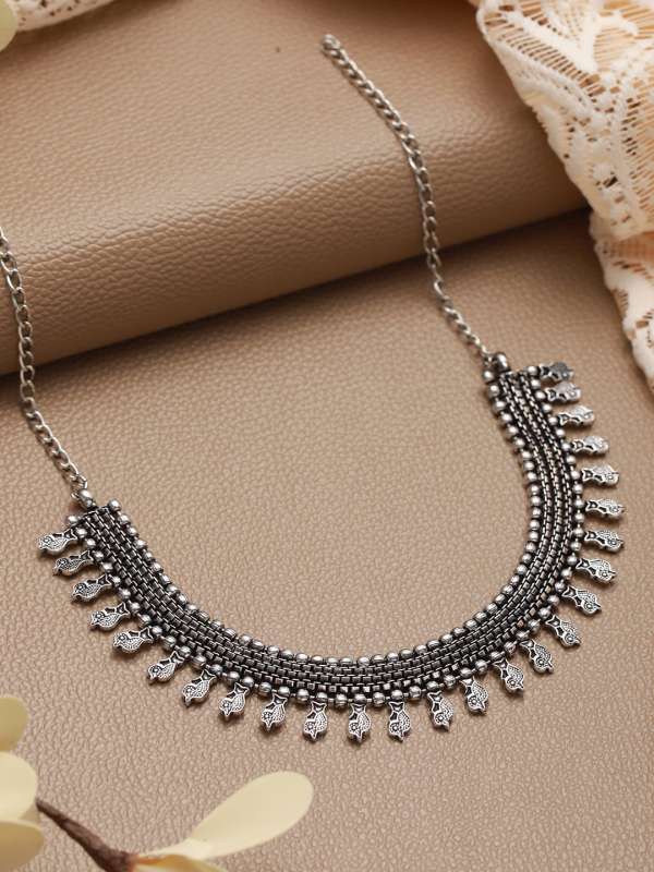 Silver necklace oxidised on sale
