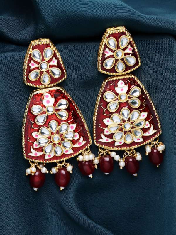 Red colour earrings online store