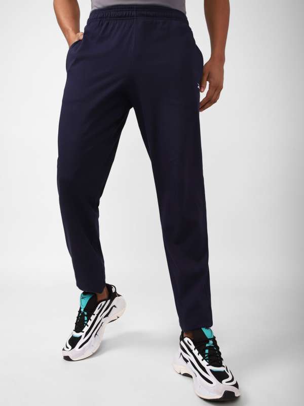 Buy Reebok men sport fit training track pants black and blue Online