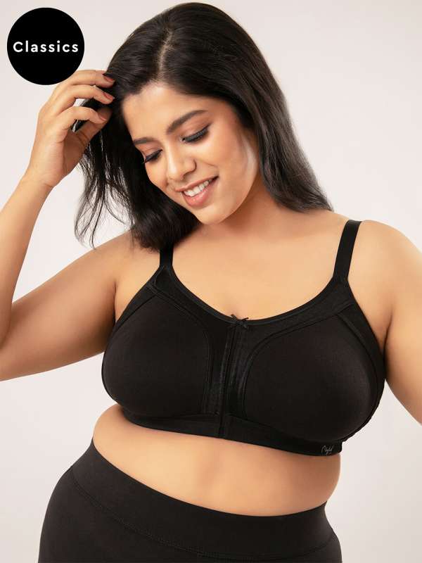 Buy Enamor Lightly Padded Wired Satin Smooth High Coverage T-Shirt Bra-  Black at Rs.995 online