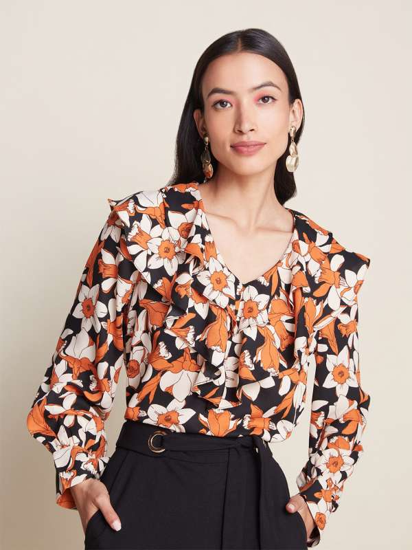 Black and white formal tops top