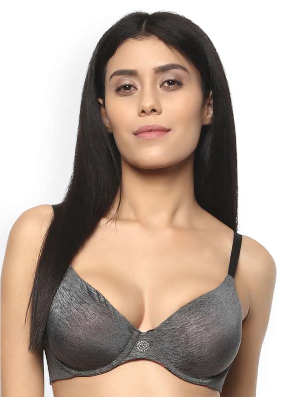 Buy online Grey Solid Full Coverage Regular Bra from lingerie for