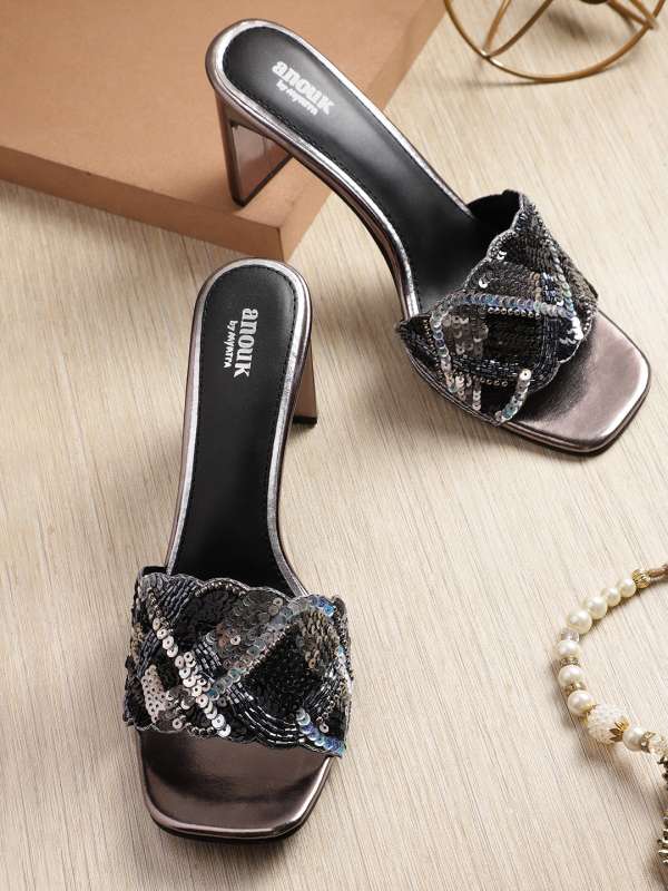 Sequin block heels best sale