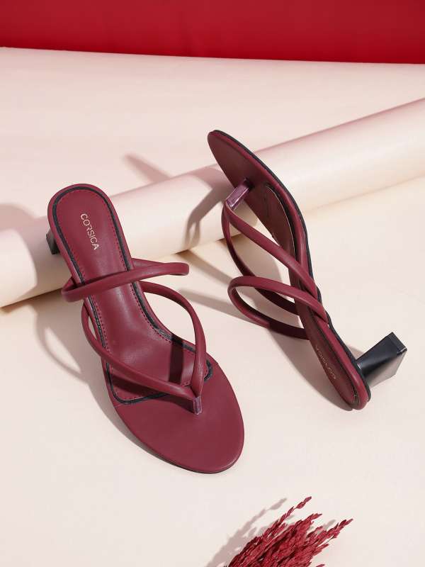Burgundy strappy heels sales