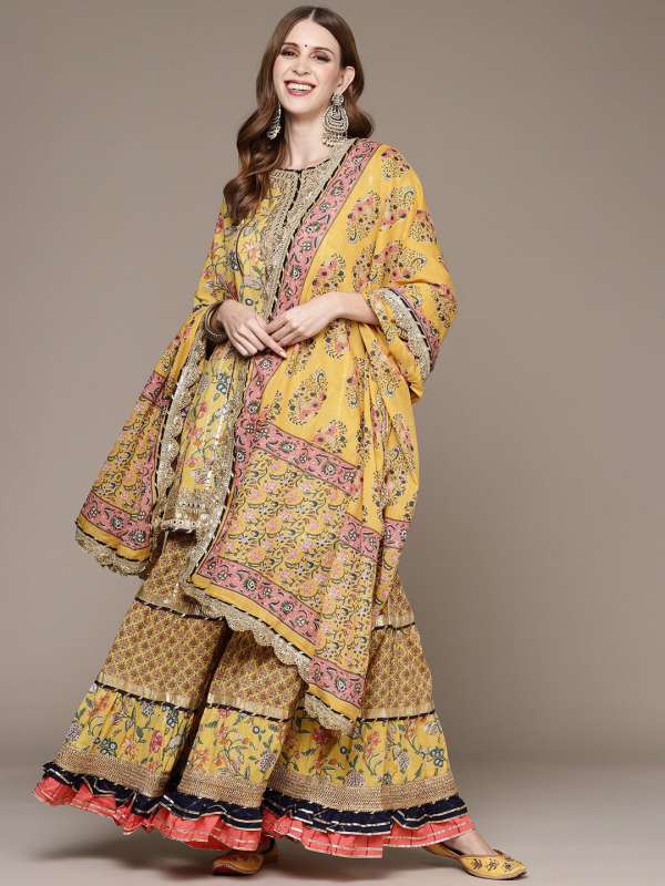 Yellow Sharara Buy Trendy Yellow Sharara Online in India Myntra