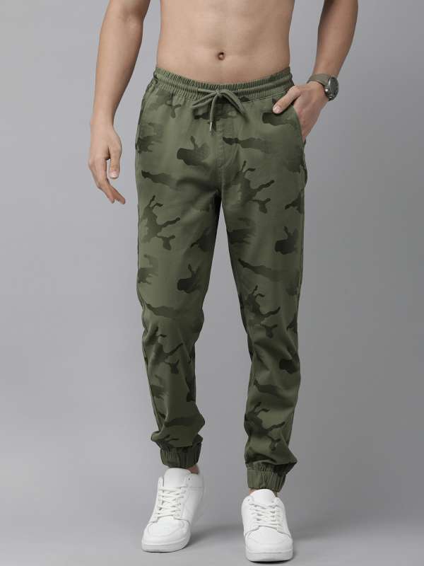 mens span cargo pants military black camouflage