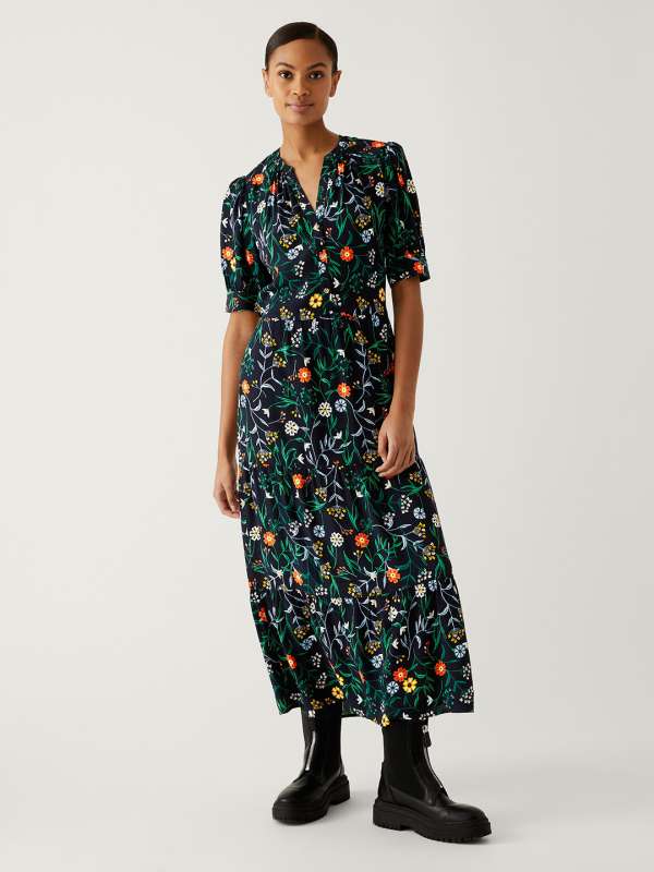 Marks and spencer black floral dress shop
