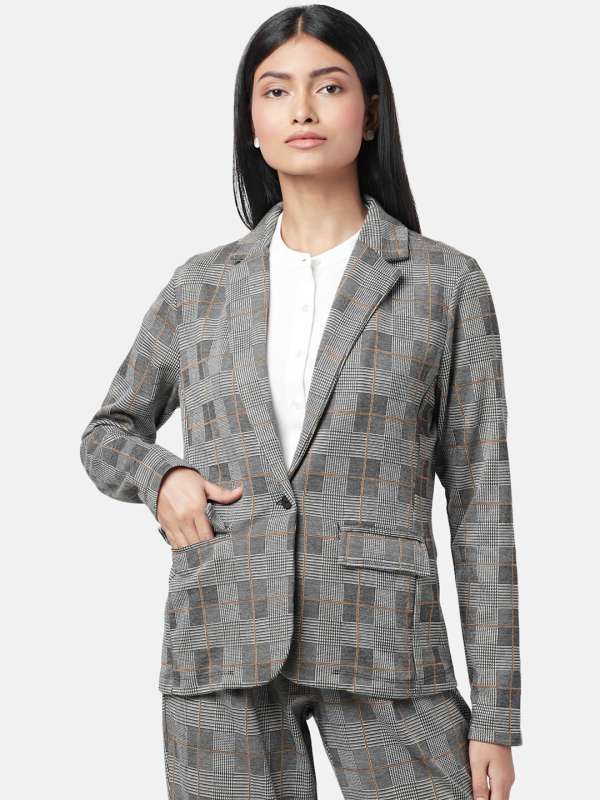 Checked suit sales jacket womens
