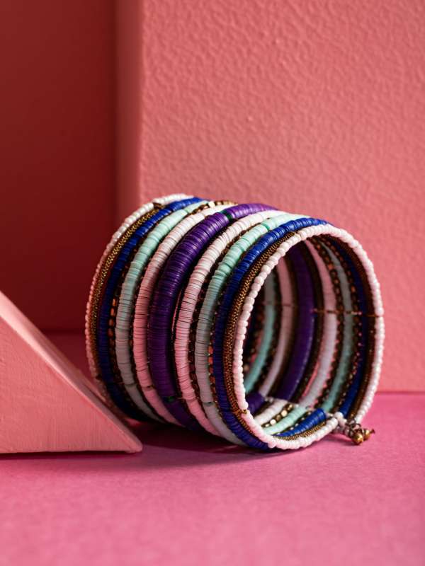 Blue Purple Wooden Bracelets Couple Friendship  JEWELLUNA