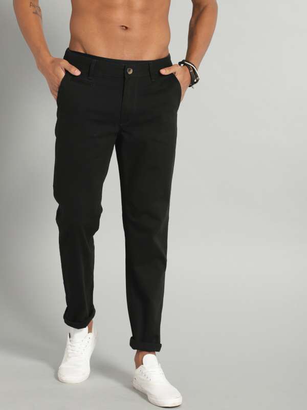 Women Solid Black Chinos Trousers