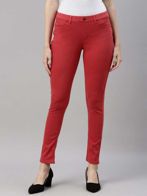 Go Colors Jeggings : Buy Go Colors Women Solid Rust Mid Rise Cropped  Jeggings Online
