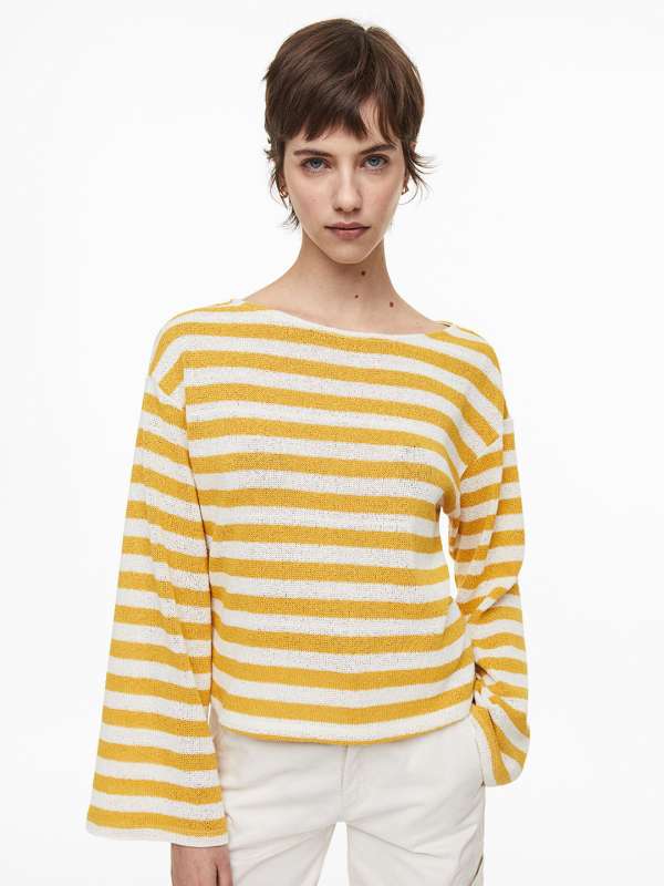 Striped Yellow Sweaters Buy Striped Yellow Sweaters online in India