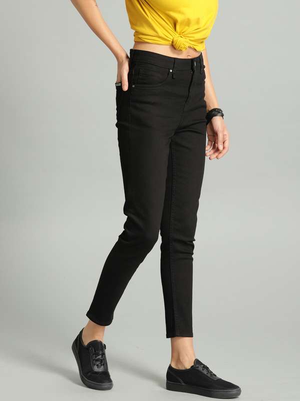 Myntra black jeans for ladies clearance