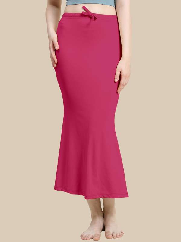 Buy PKYC Women's Tomato Pink Saree Shapewear Stretchable Slim Fit Petticoat  at