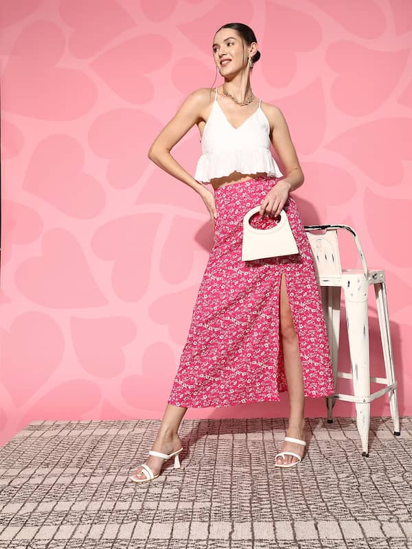 Buy Elleven from Aurelia Maroon Floral Print Skirts for Women Online  Tata  CLiQ