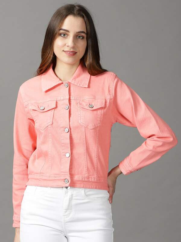 Buy Blush Pink Denim Jacket Online In India.