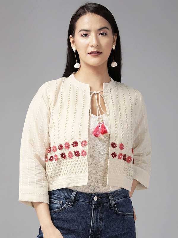 Cream Cotton Shrug - Buy Cream Cotton Shrug online in India