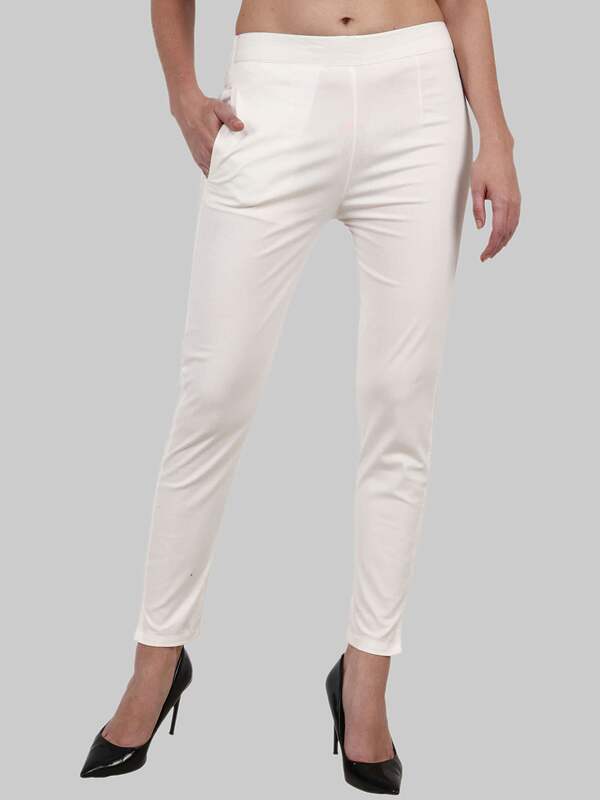 White Cigarette Trousers  Buy White Cigarette Trousers Online  Myntra