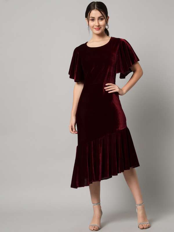 Velvet dress myntra store