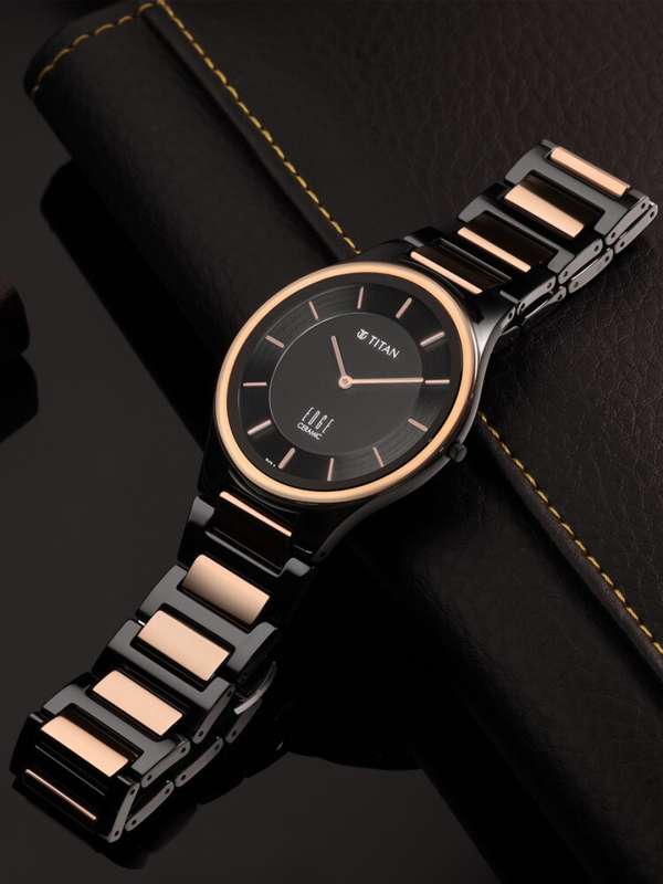 Titan black ceramic top watches for ladies