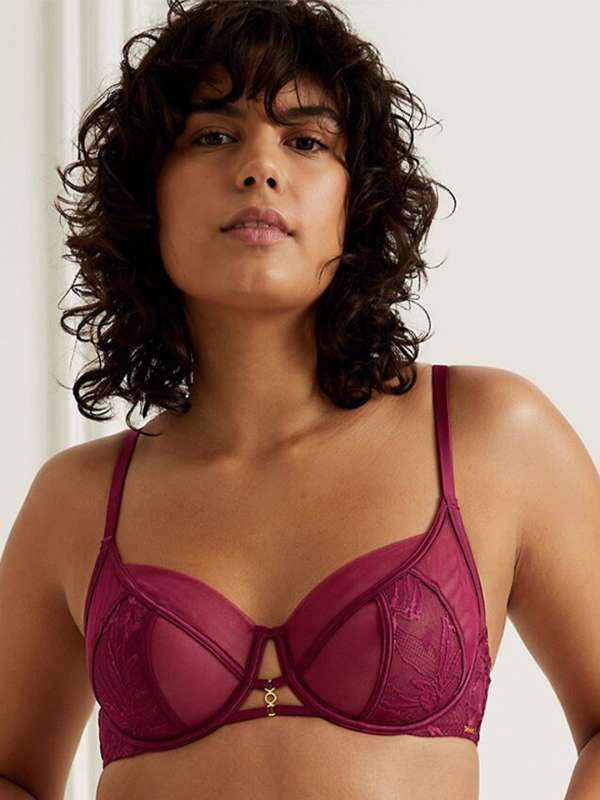 Gorgous maroon MARKS AND SPENCER padded wirefree bra size 30B
