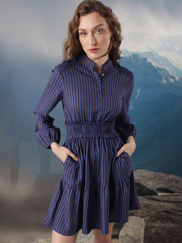 Buy Women Blue & White Striped Shirt Dress Online at desertcartINDIA