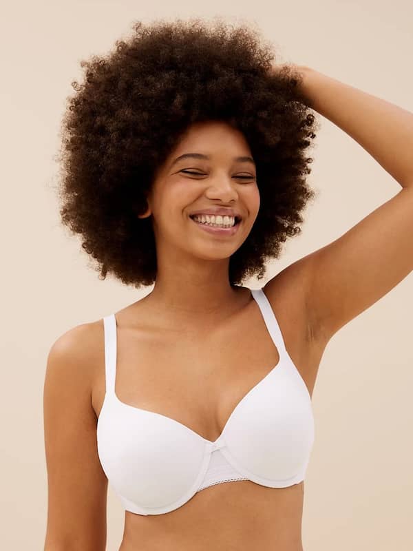 M&S White Wired Seamless Lightly Padded T-shirt Bra (32A)