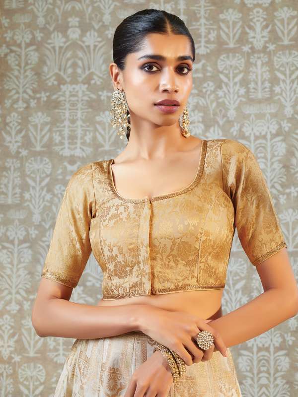 Gold Art Silk : Shop Gold Art Silk Solid Sleeveless Blouse Online at Soch