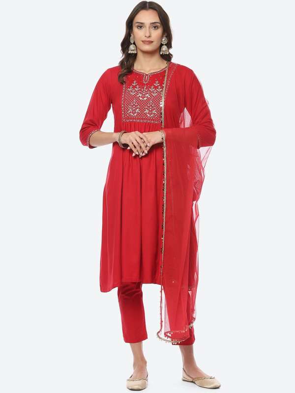 Biba Red Salwar Suit Buy Biba Red Salwar Suit online in India