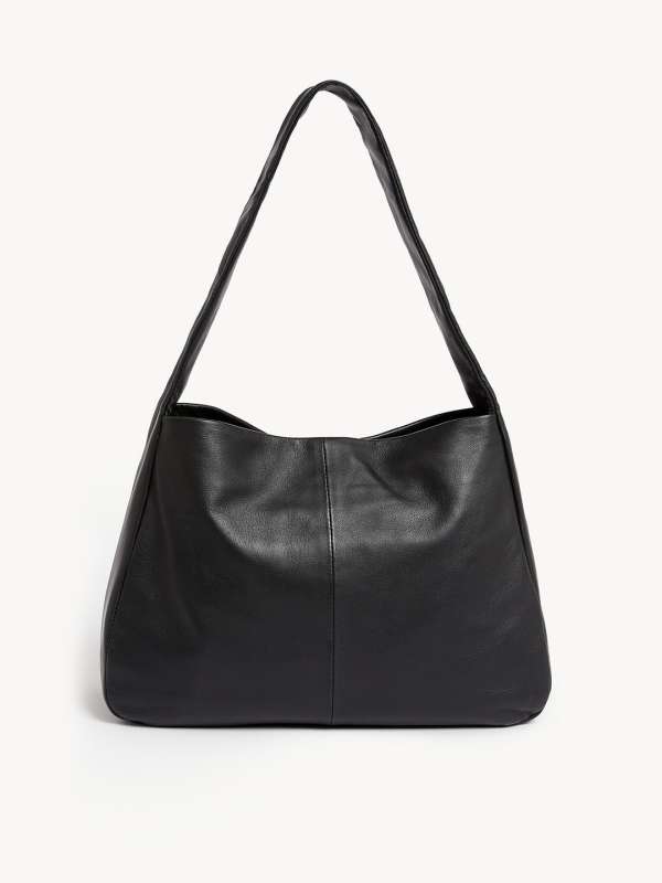 M&S Womens Faux Leather Top Handle Tote Bag - Black