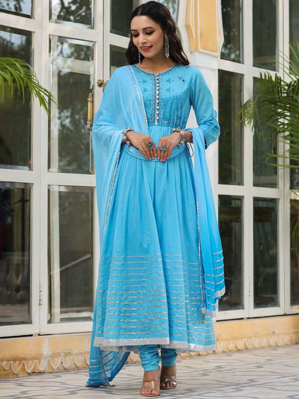 Rain & rainbow black clearance printed kurta churidar dupatta