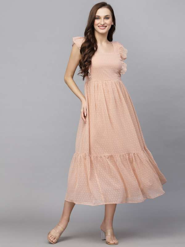 Peach color clearance one piece dress