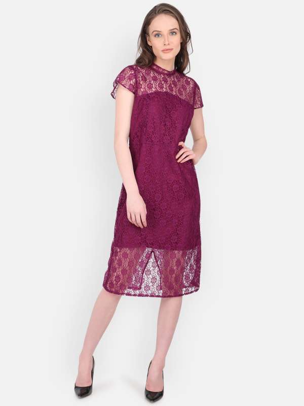 Purple lace hotsell sheath dress