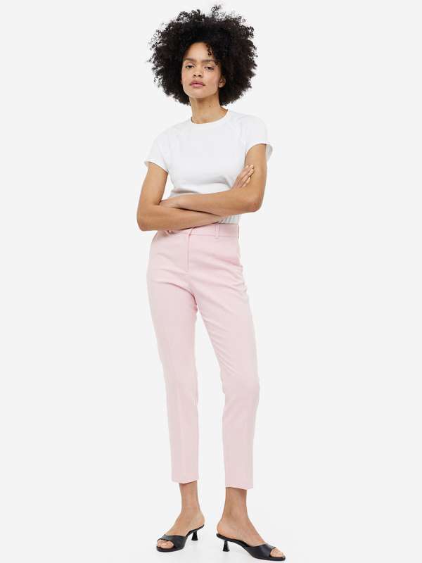 Buy INDYA Women Coral Regular Fit Solid Cigarette Trousers  Trousers for  Women 2452378  Myntra